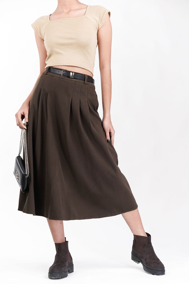 Hazel Suede Pleated Skirt