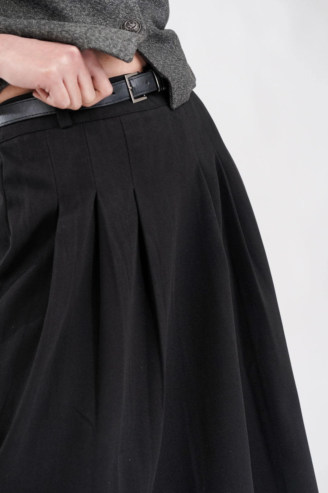 Midnight Suede Pleated Skirt