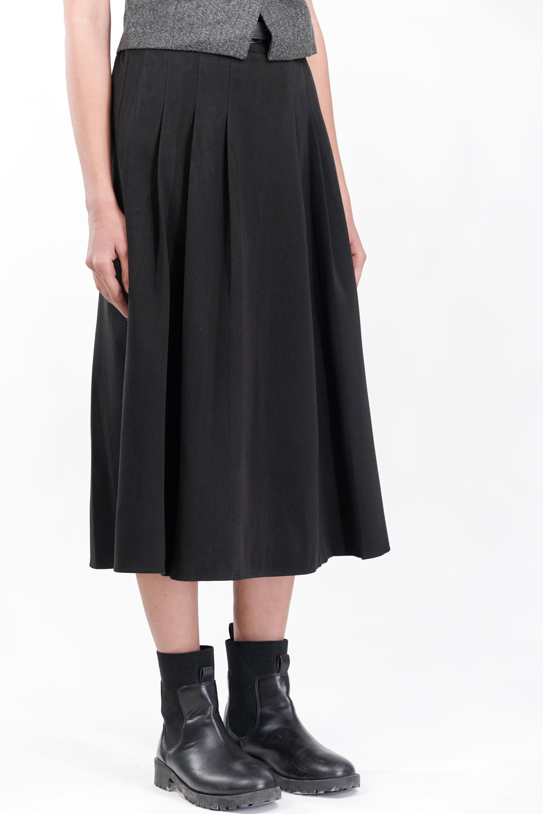 Midnight Suede Pleated Skirt