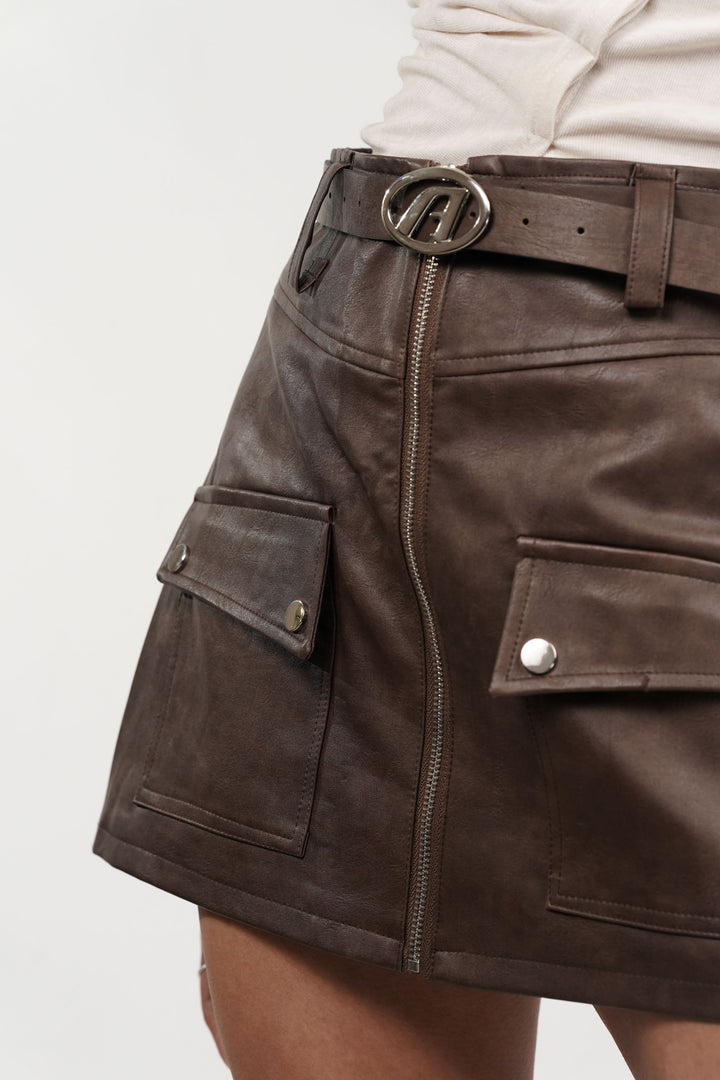 Brown Rebel Leather Skirt