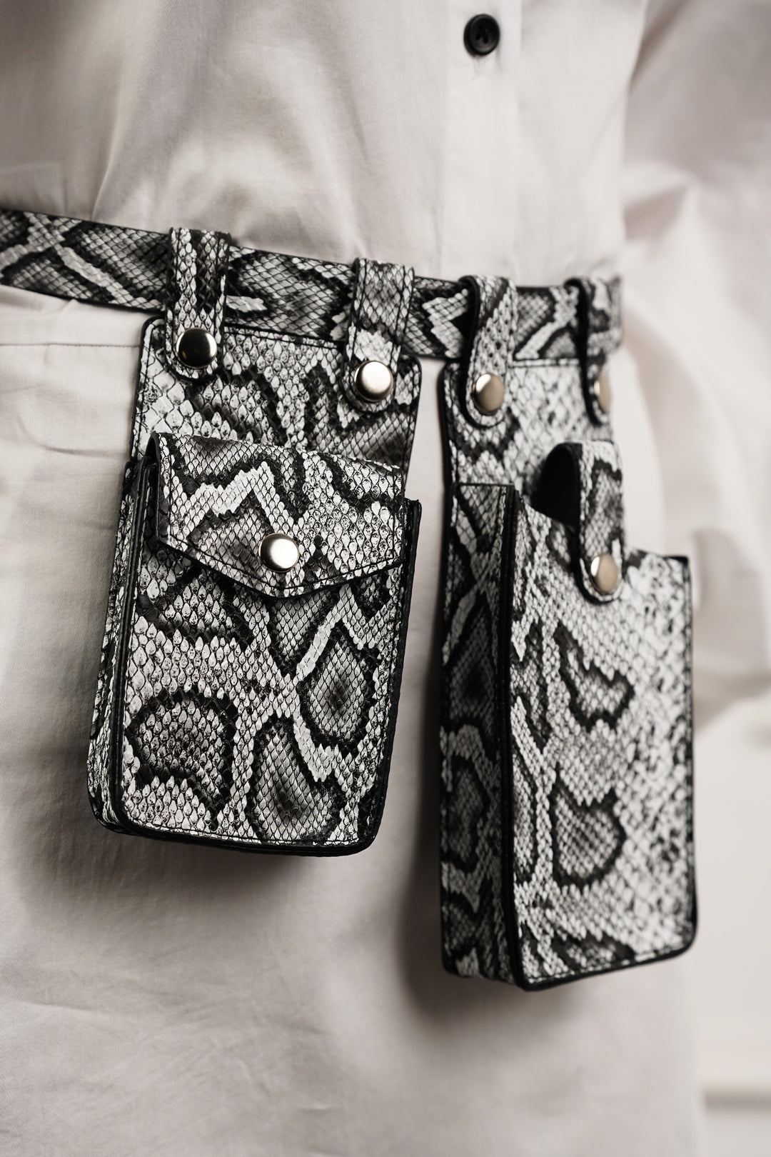 Snake Print Waist Belt with Utility Bags