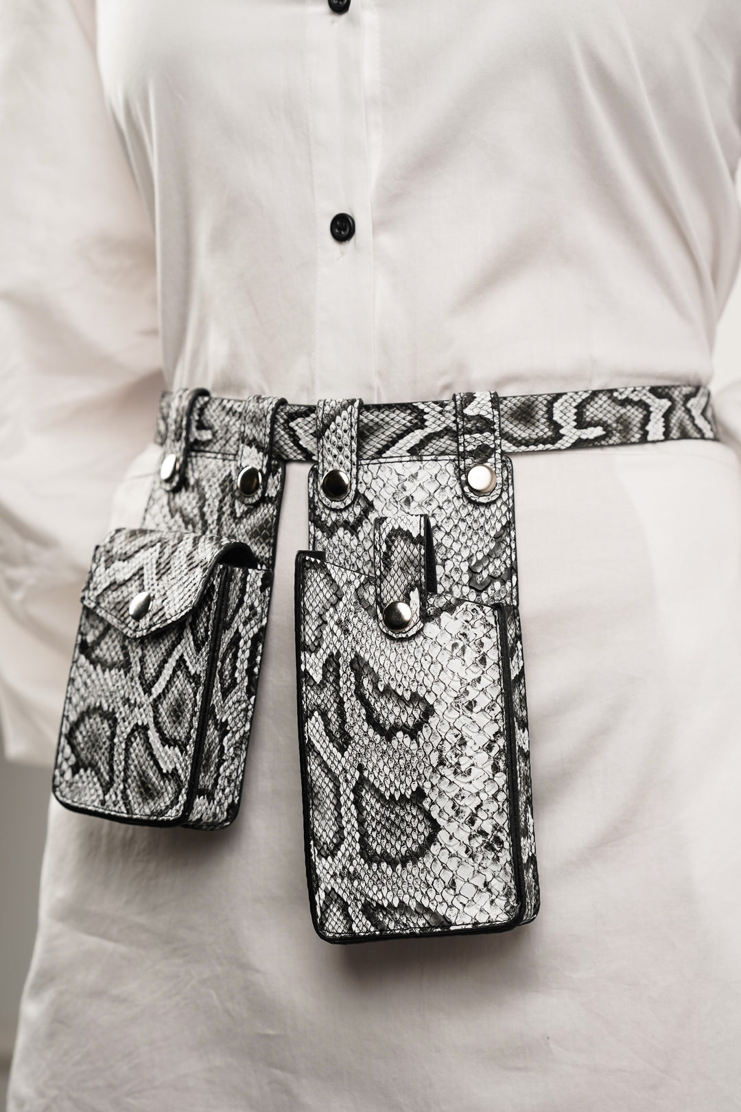 Snake Print Waist Belt with Utility Bags