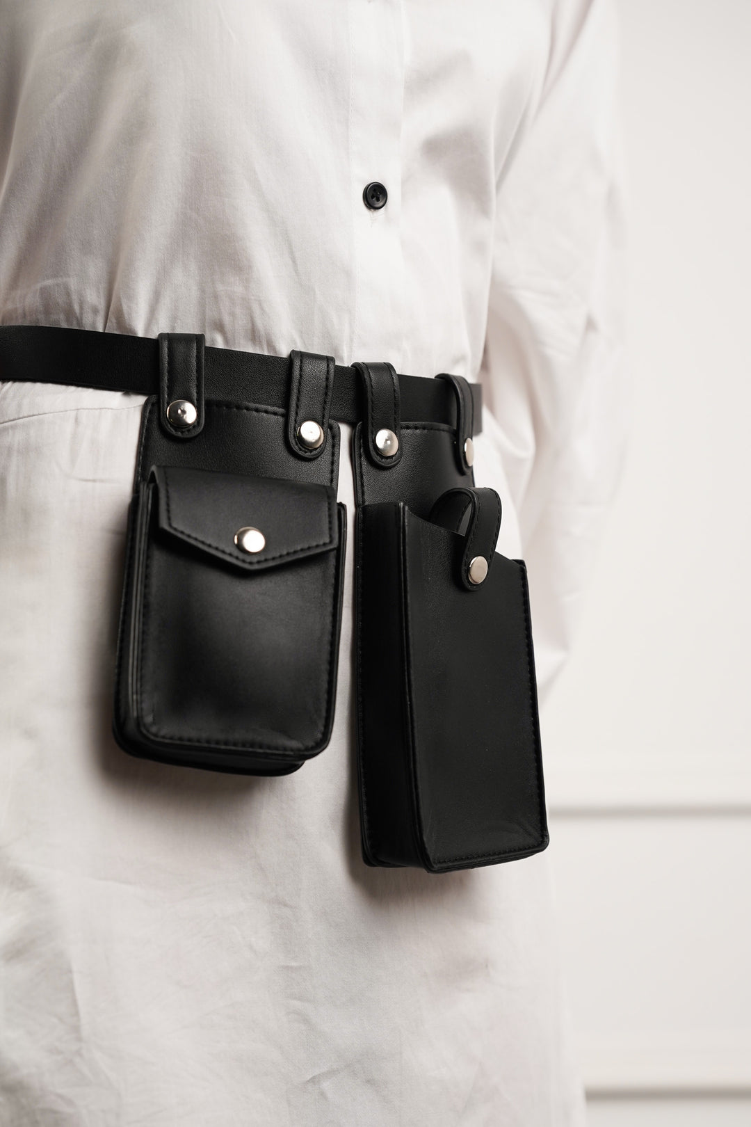 Black Waist Belt with Utility Bags