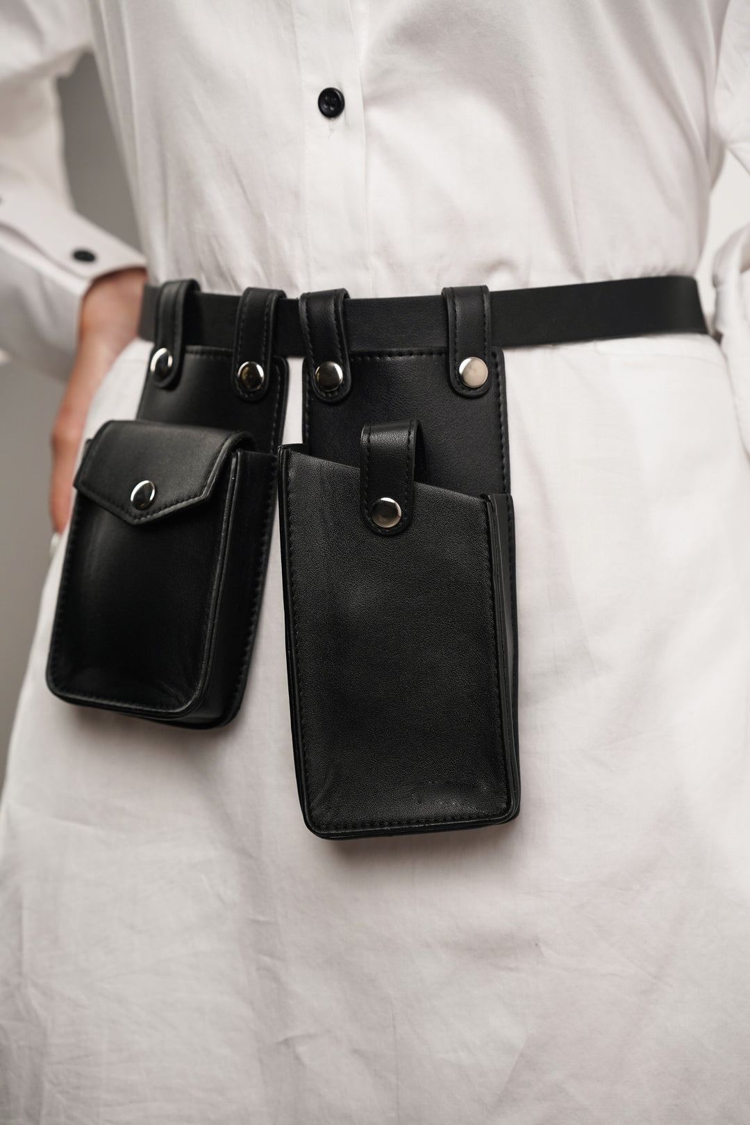 Black Waist Belt with Utility Bags