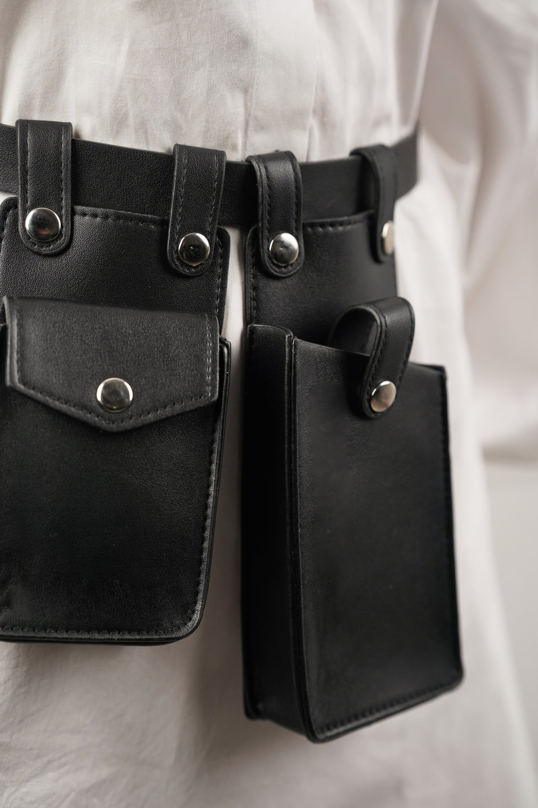 Black Waist Belt with Utility Bags