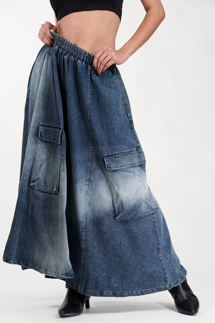 Skyline Cargo Faded Denim skirt