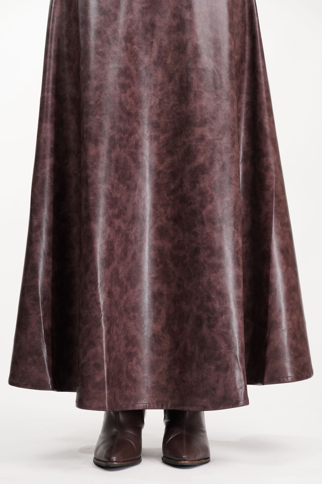 Crimson Flicker Burgundy Leather Skirt