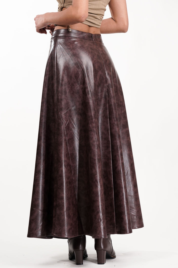 Crimson Flicker Burgundy Leather Skirt