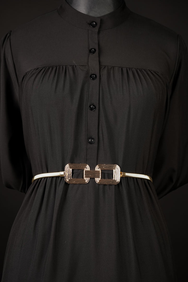 Structured Buckle Metal Stretch Belt