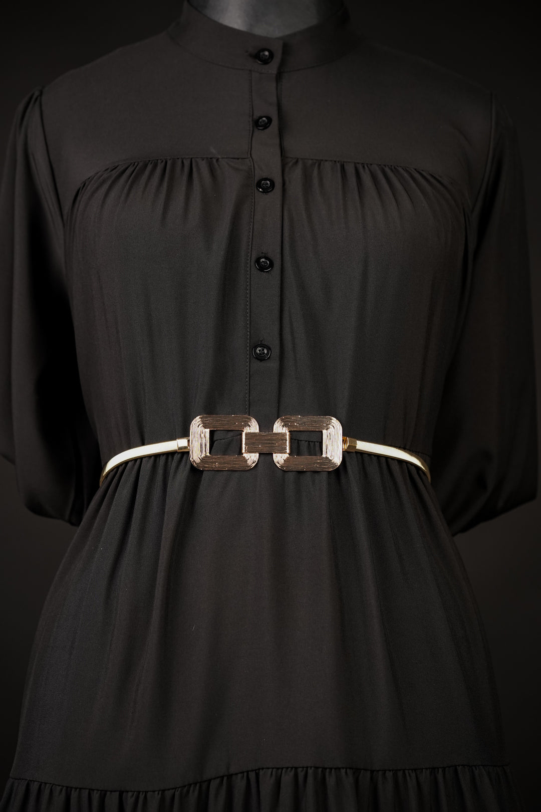 Structured Buckle Metal Stretch Belt