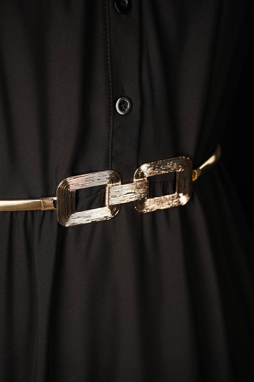 Structured Buckle Metal Stretch Belt