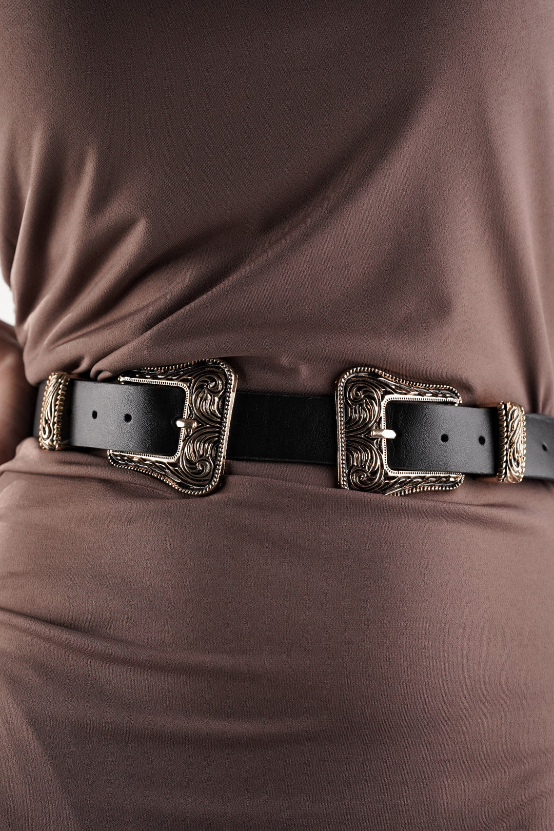 
elegant black leather belt for women