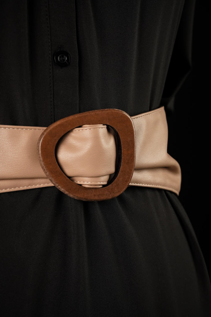 Wooden Buckle Dusty Rose Waist Belt