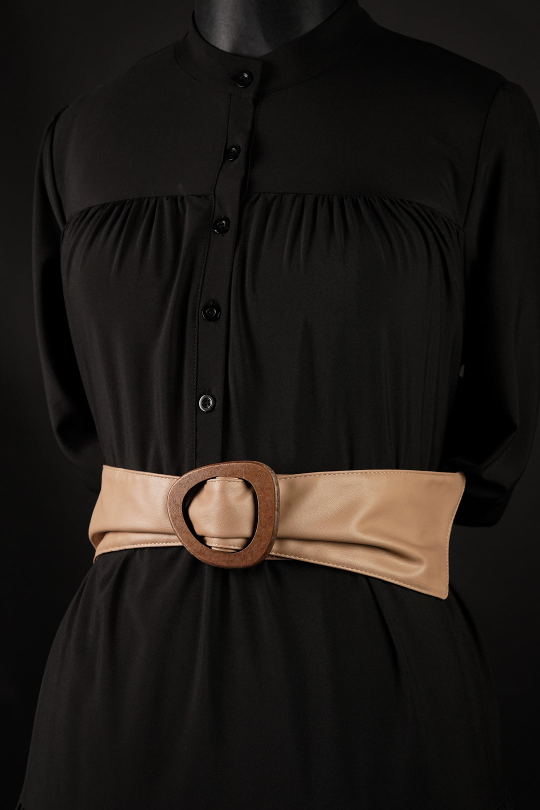 Wooden Buckle Dusty Rose Waist Belt