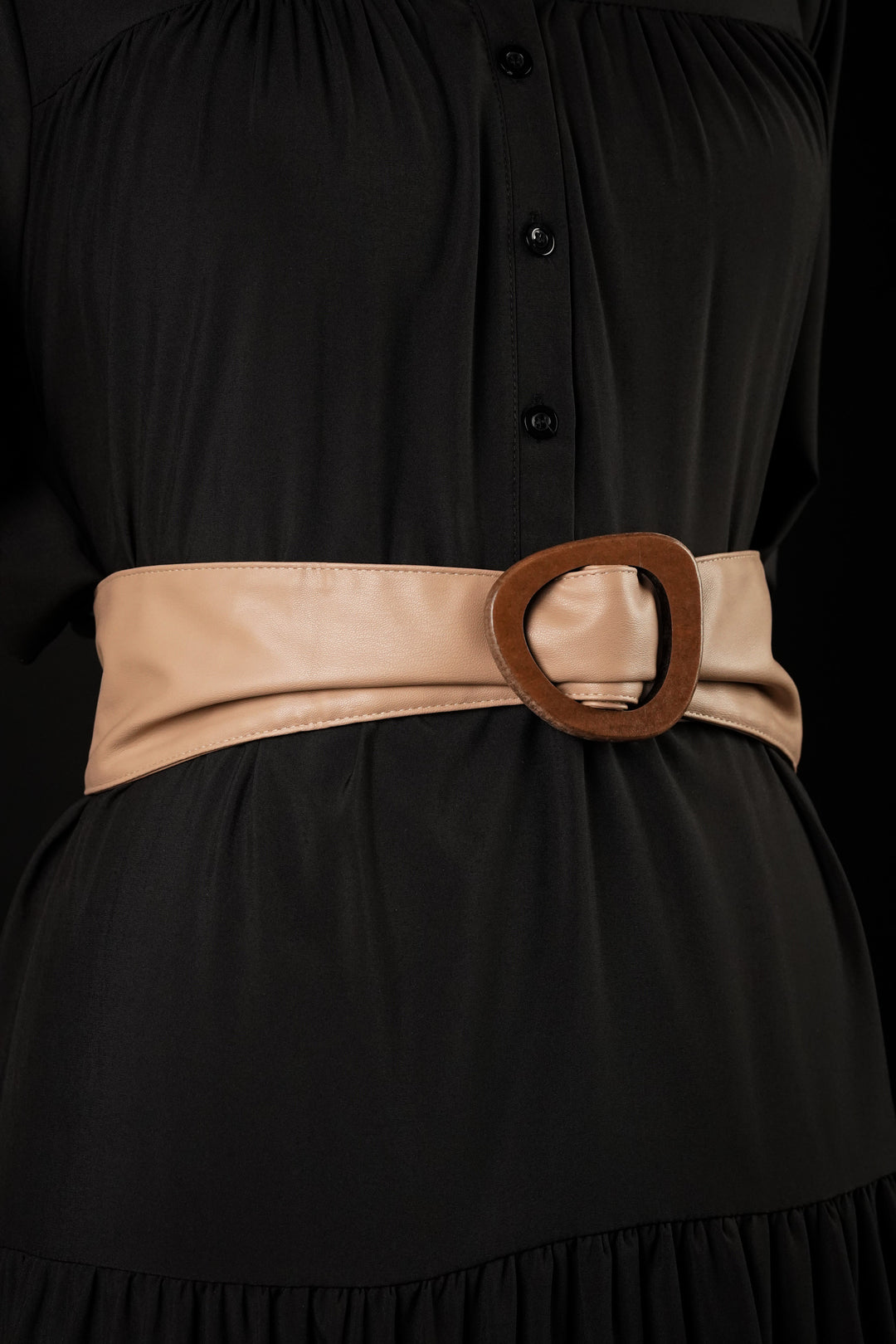 Wooden Buckle Dusty Rose Waist Belt