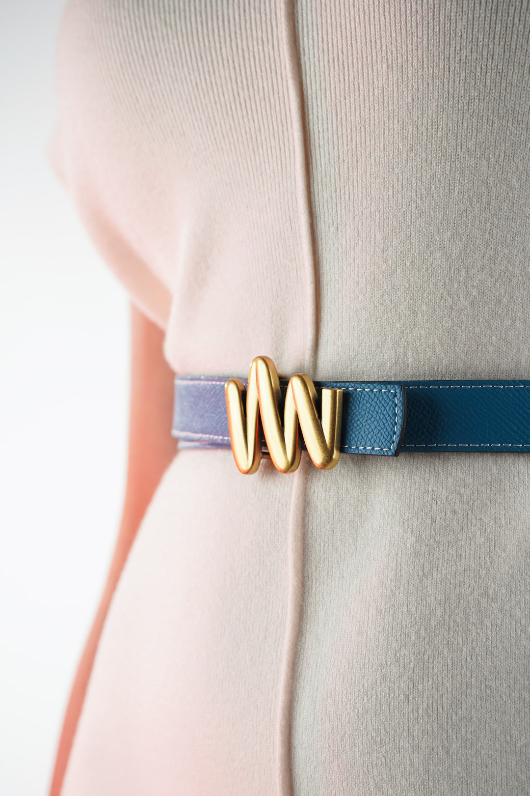 Beige Blue Beat Reversible Belt