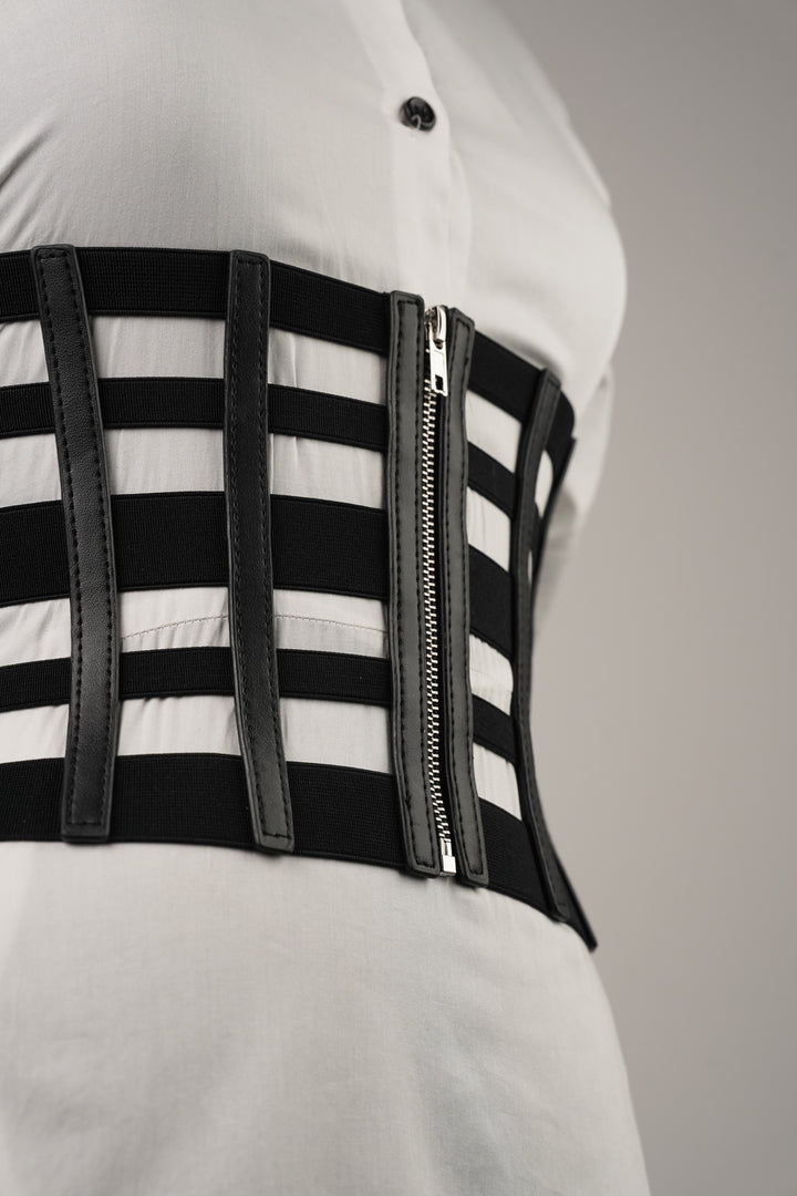 Elasticated Check Pattern Corset Belt