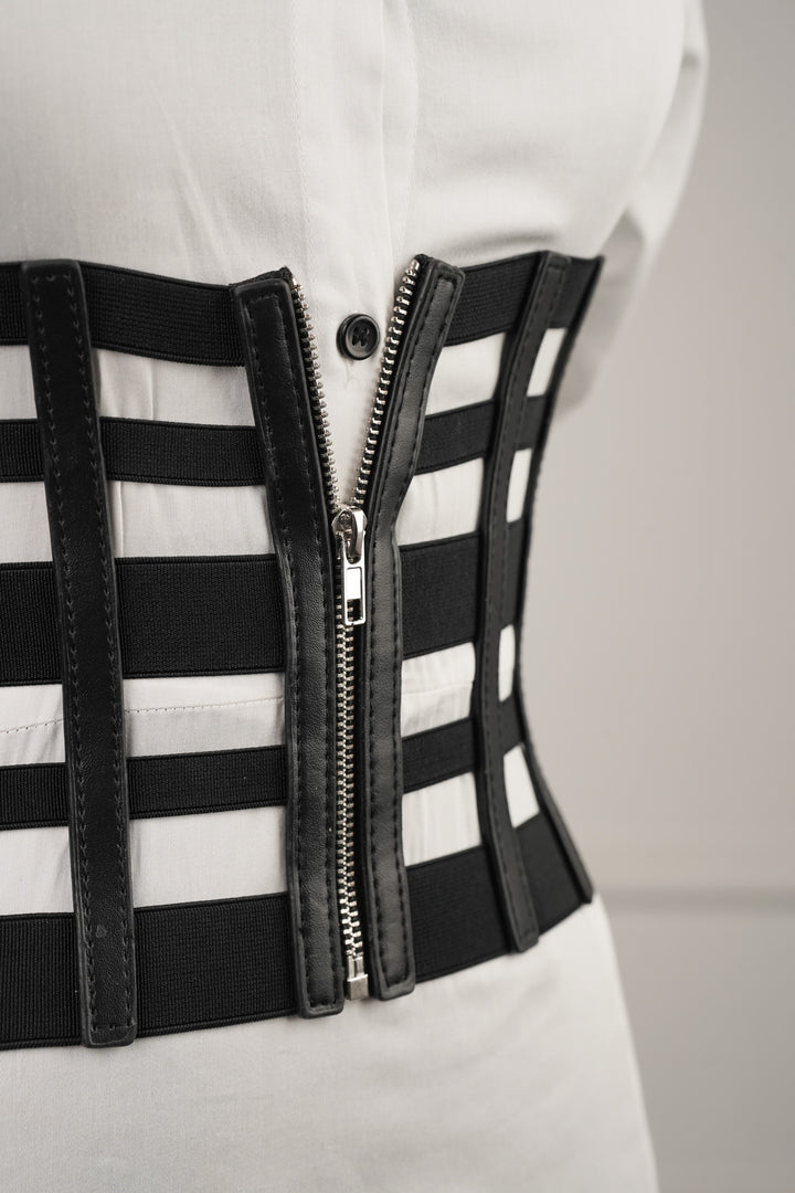 Elasticated Check Pattern Corset Belt