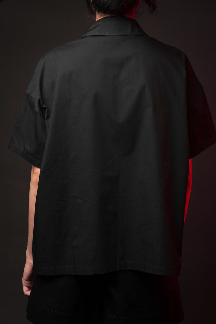 Half sleeves black sequin shirt
