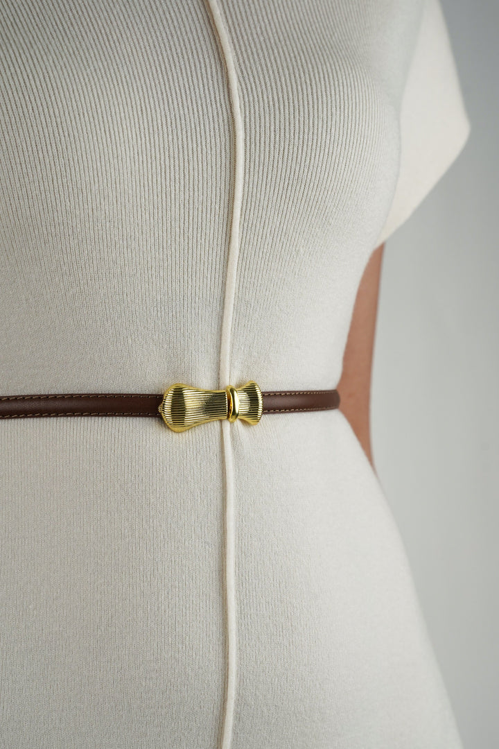 Classic Shell Brown Buckle Belt