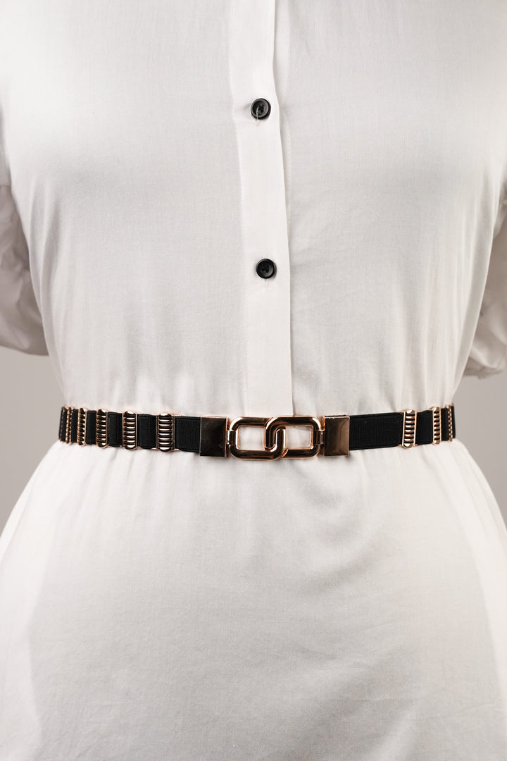 Lined Golden Rectangle Elasticated Belt