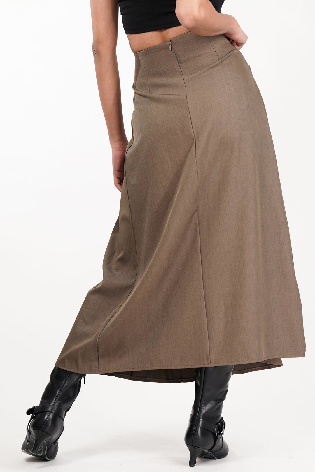 Sage Dual Belt Pleat Skirt