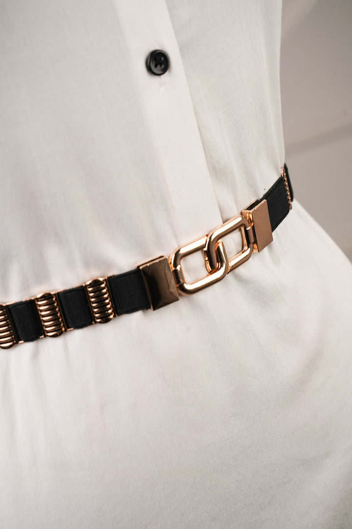 Lined Golden Rectangle Elasticated Belt