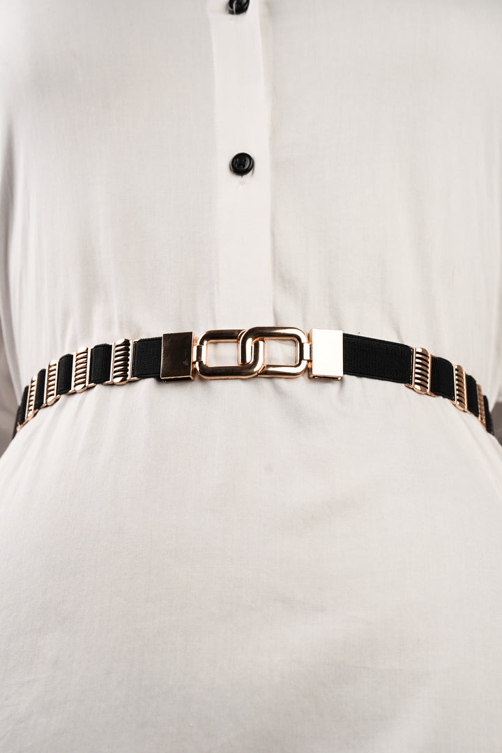 Lined Golden Rectangle Elasticated Belt