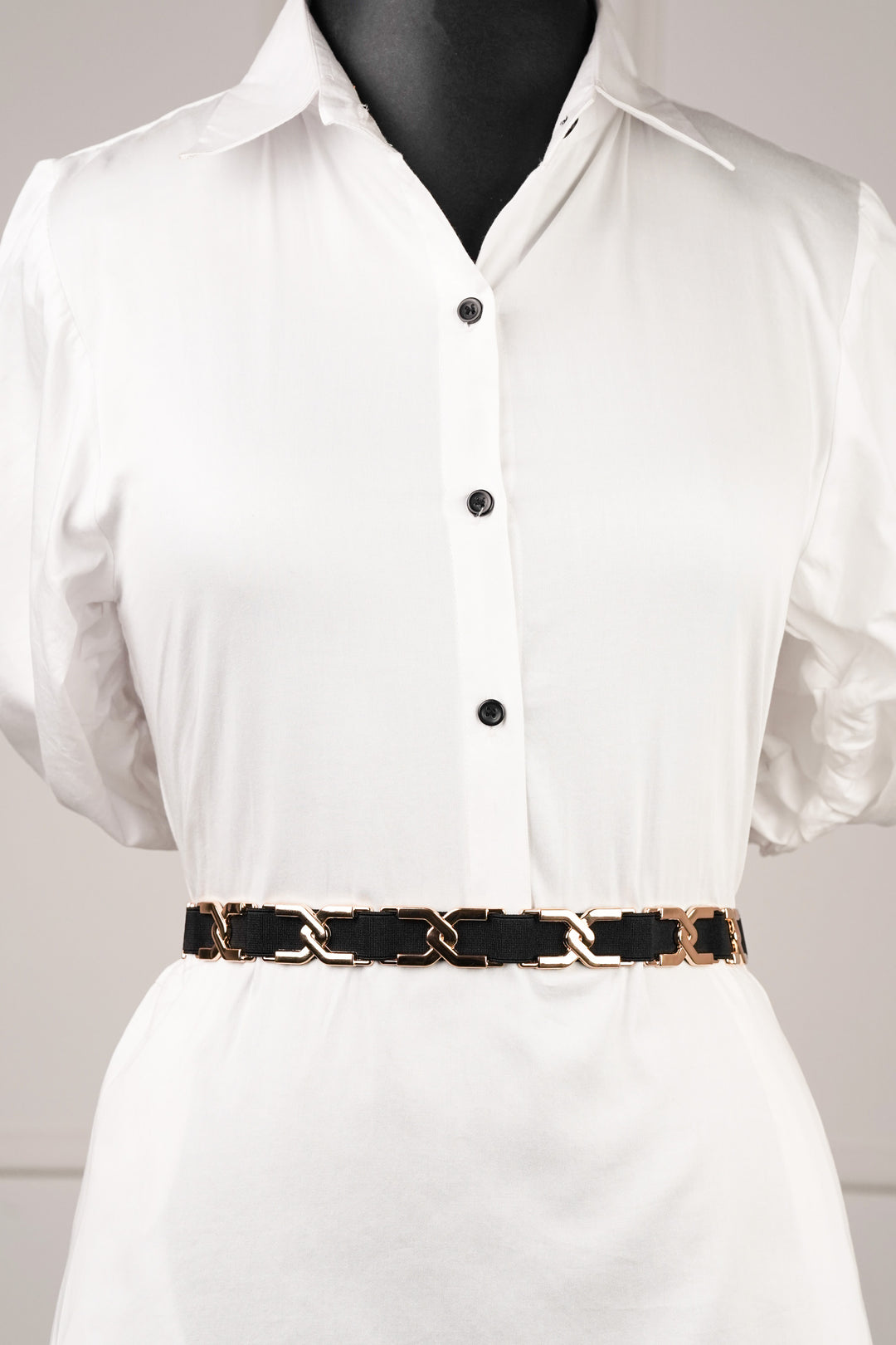 Solid Golden Buckle Elasticated Belt