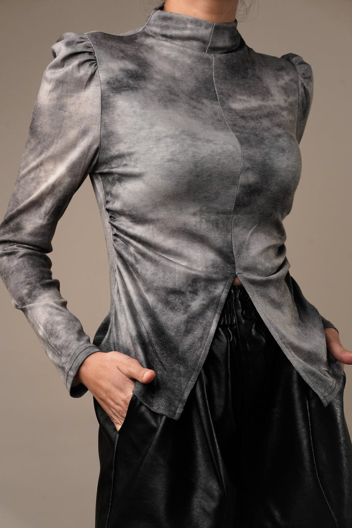 Grey Swirl Skin-fit top