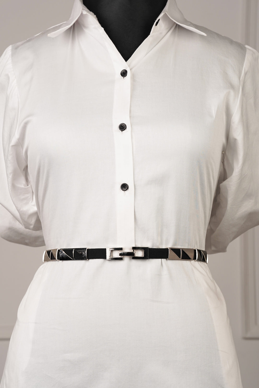 Silver Rectangle Elasticated Belt