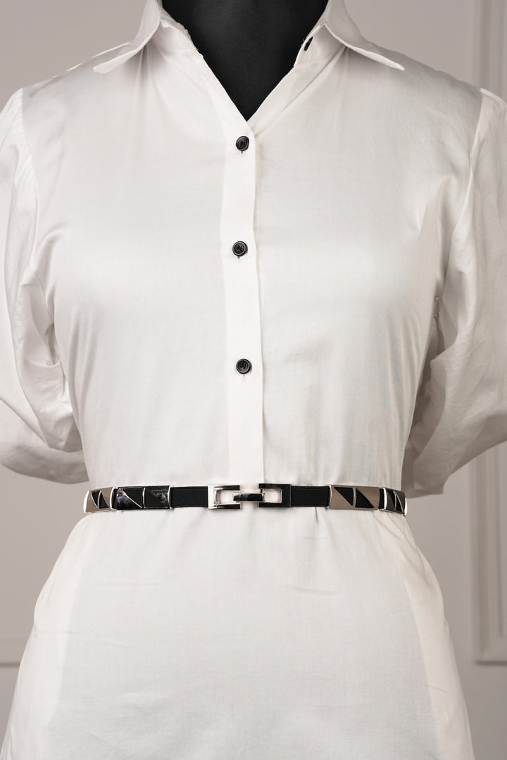 Silver Rectangle Elasticated Belt