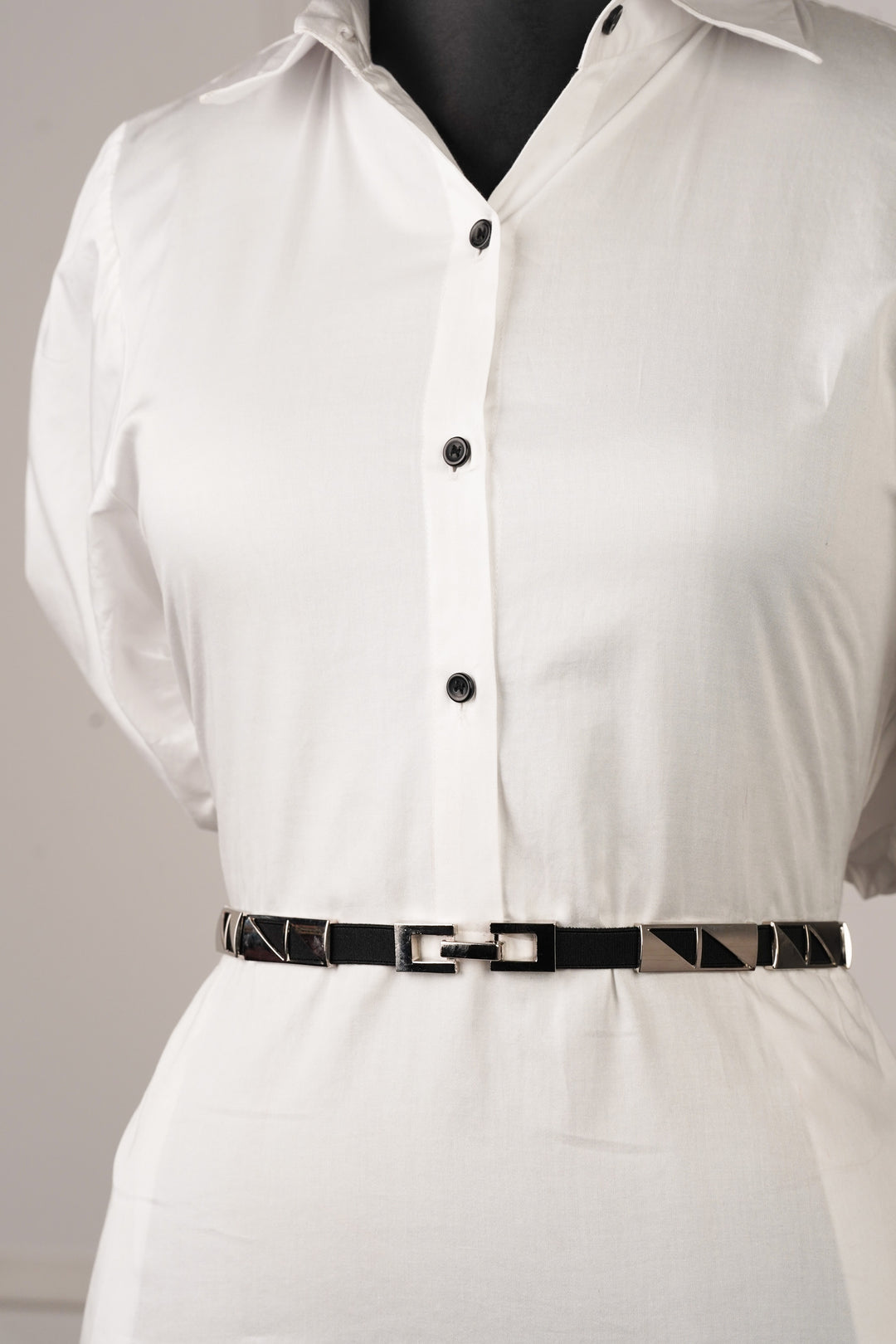 Silver Rectangle Elasticated Belt