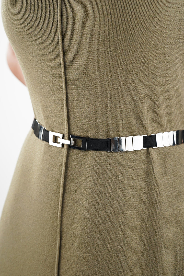 Elasticated Silver Loop Belt