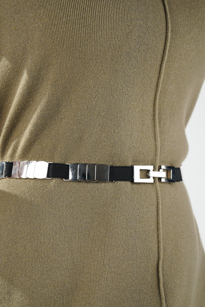 Elasticated Silver Loop Belt