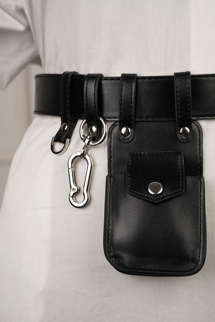 Black Belt with Bag And Hook