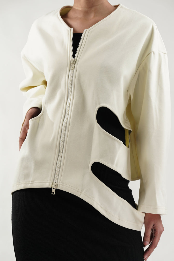 Velour Creme cutout jacket