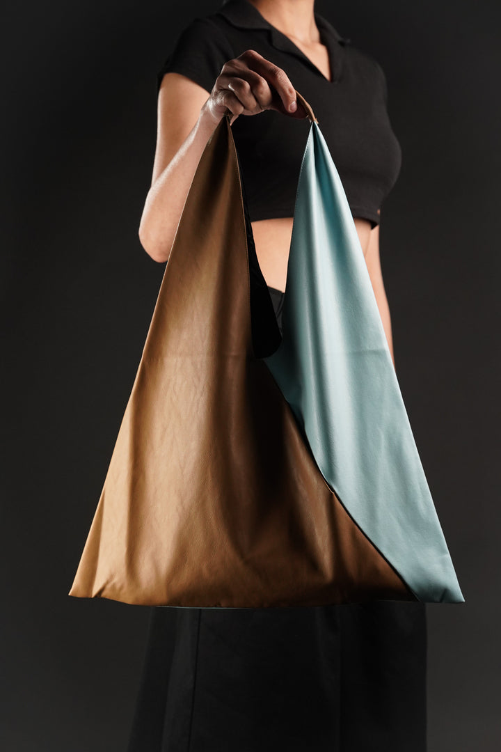 Bindle Envelope Light Blue And Brown Leather Bindle Bag – Nolabels