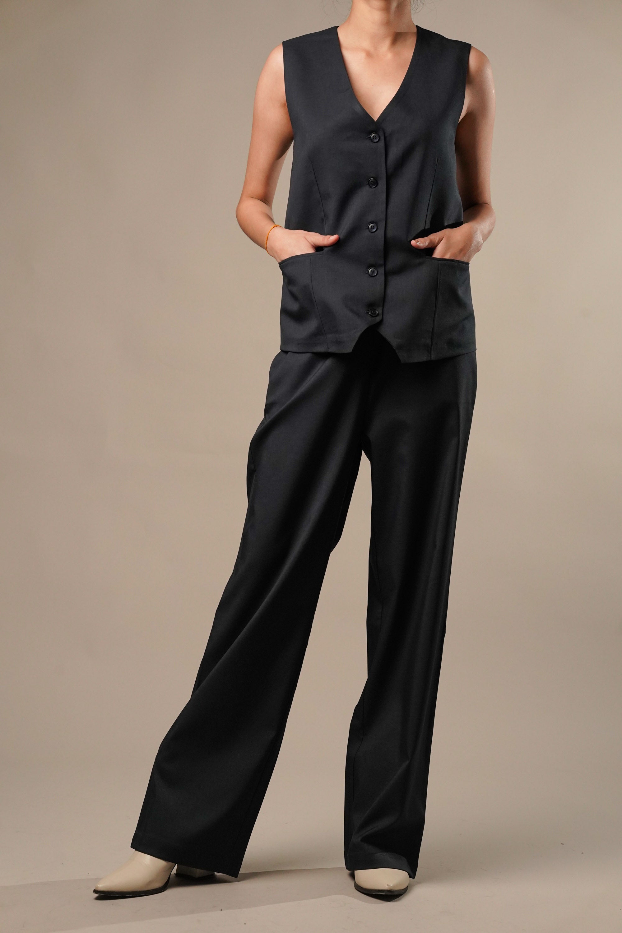 Waist Coat Vest & Ankle Length Pants Coord Set