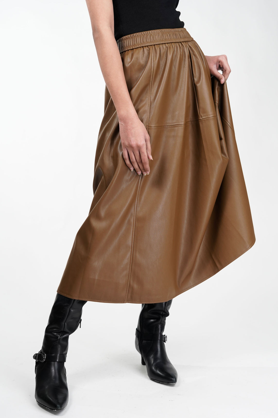 Rustic Brown Leather Skirt