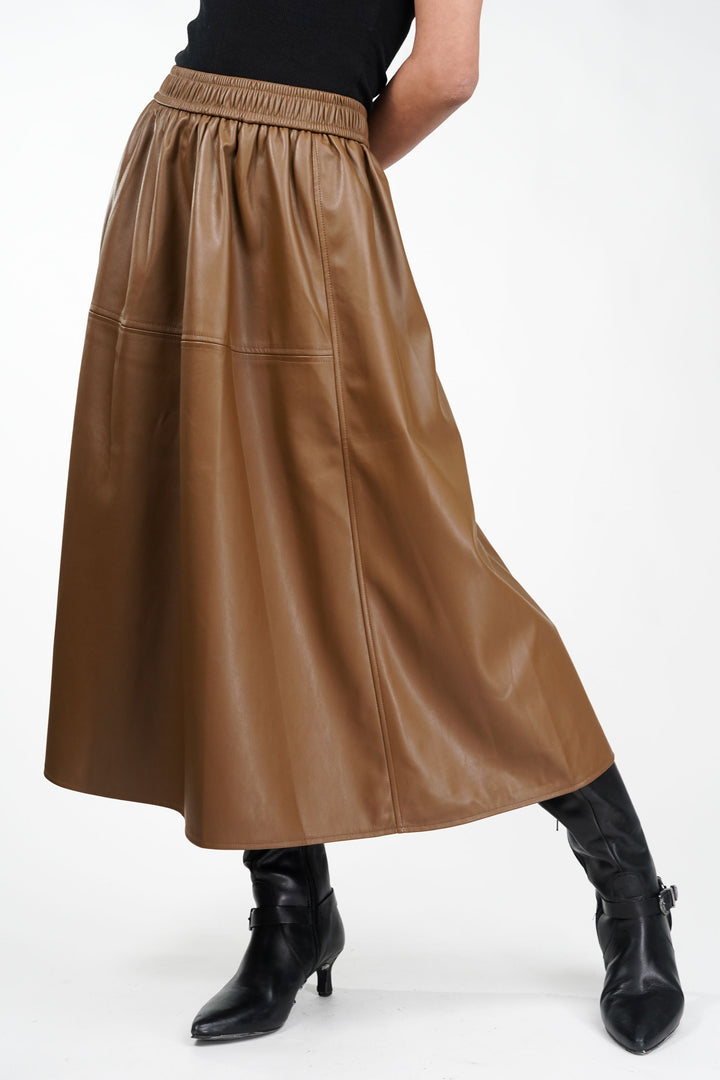 Rustic Brown Leather Skirt