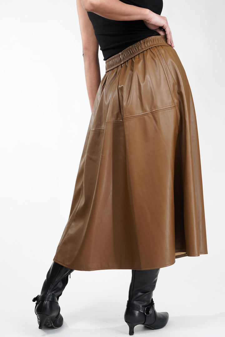 Rustic Brown Leather Skirt