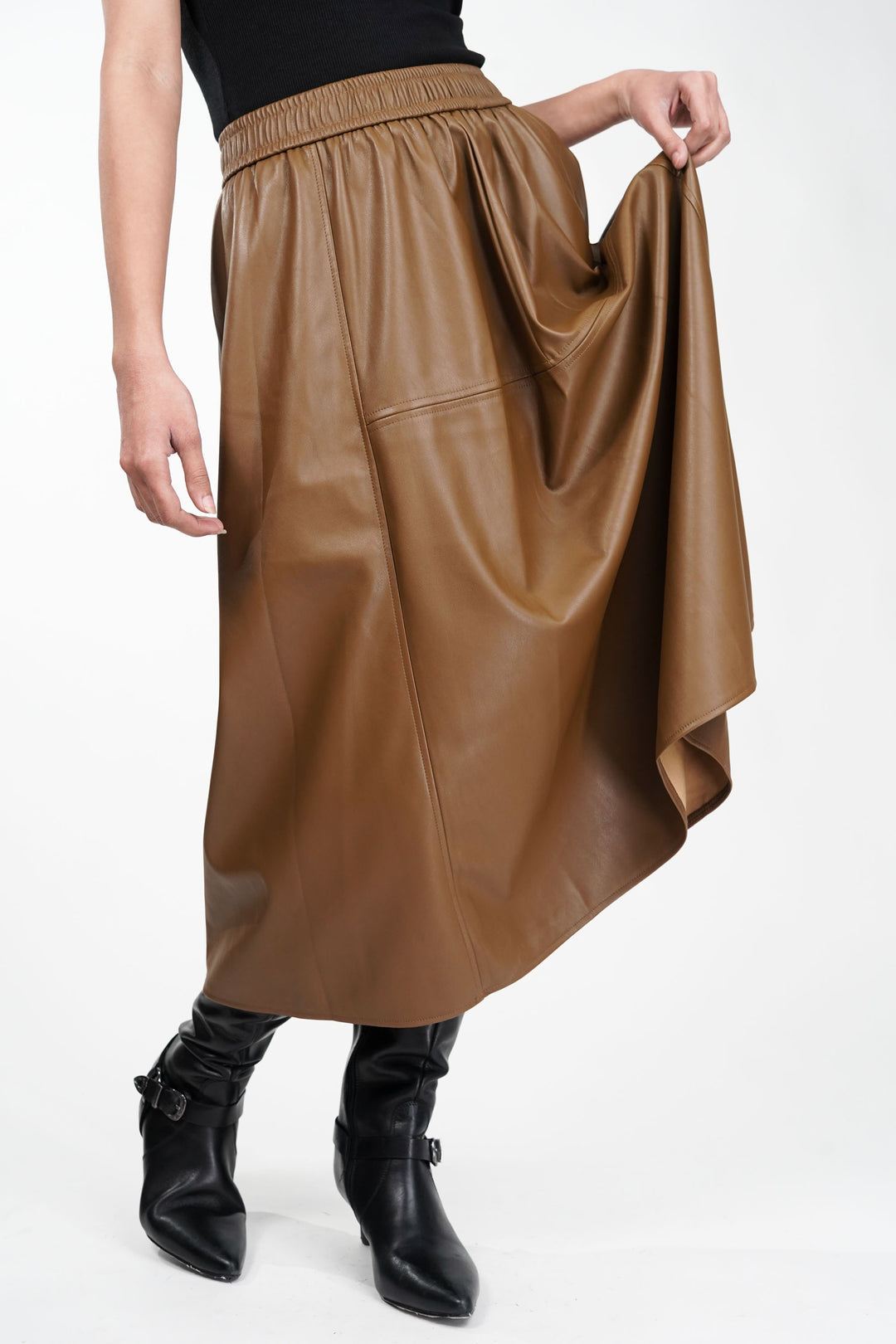 Rustic Brown Leather Skirt