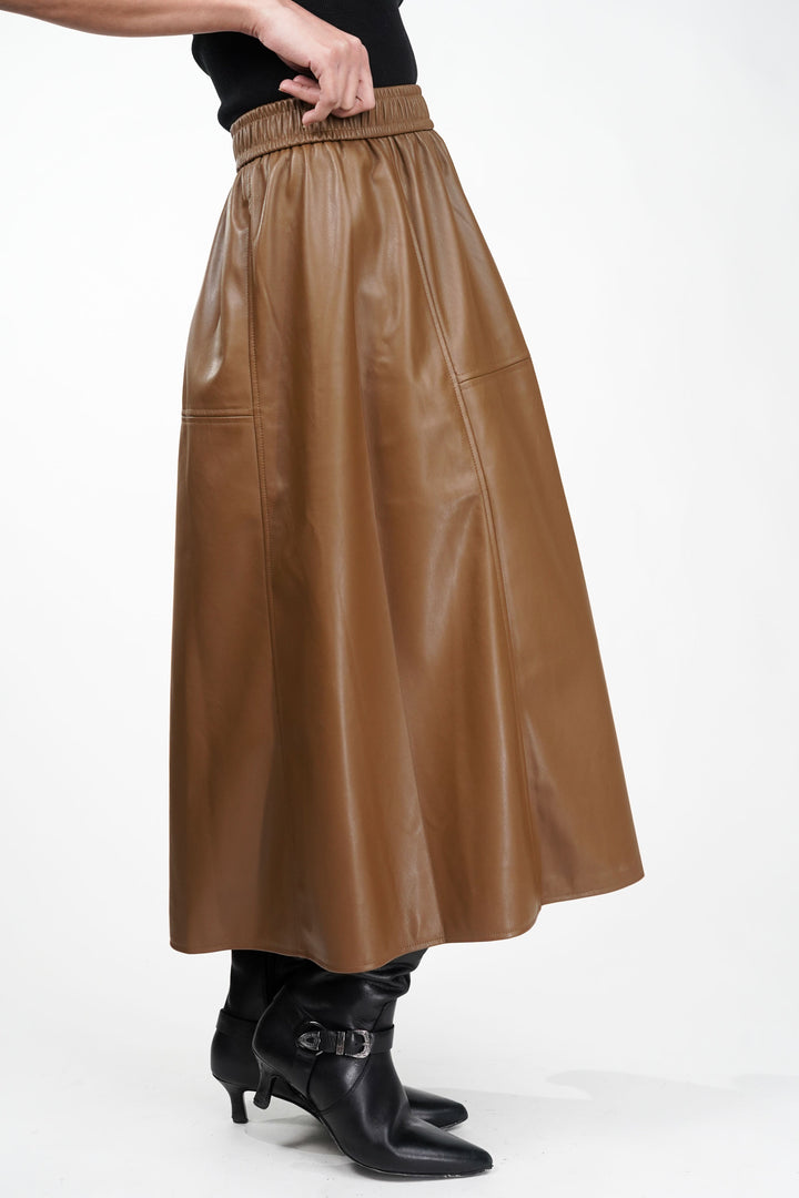 Rustic Brown Leather Skirt