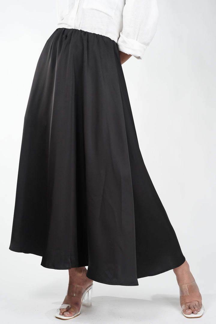 Cosmic Black Satin Skirt