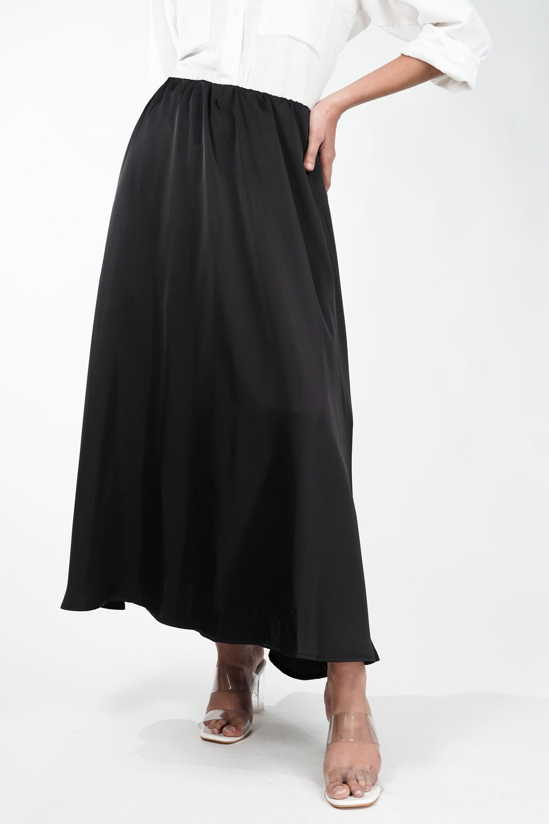 Cosmic Black Satin Skirt