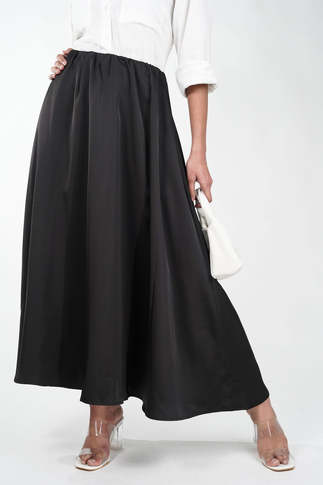 Cosmic Black Satin Skirt