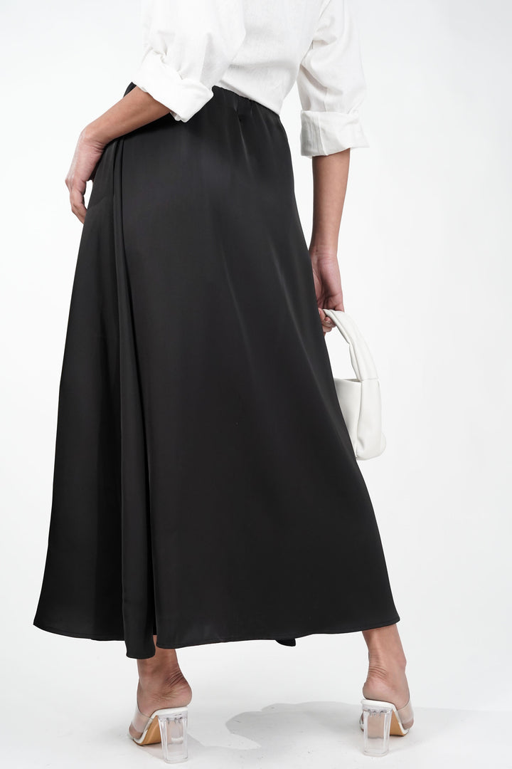 Cosmic Black Satin Skirt