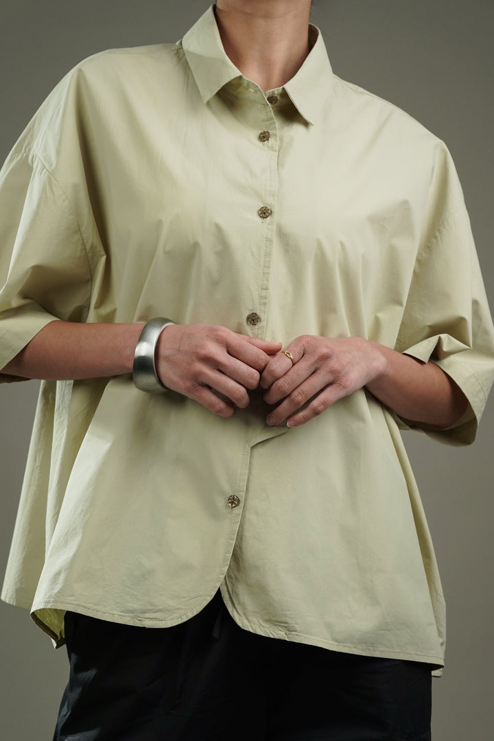 Flower Button Rounded Hem Shirt