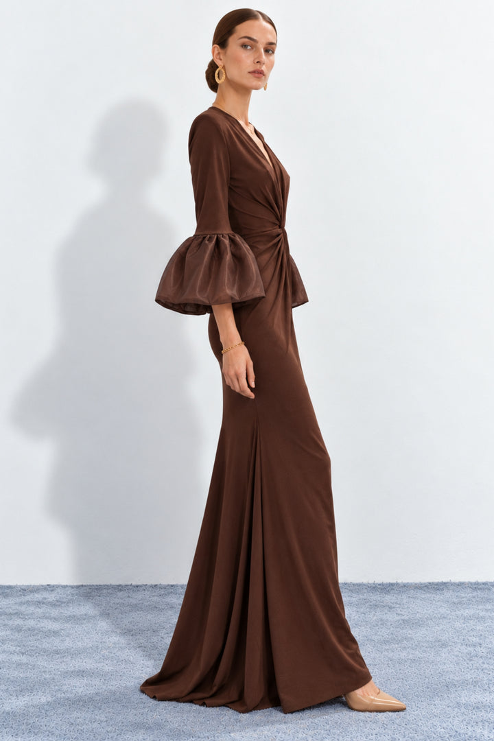 Brown floor-length gown